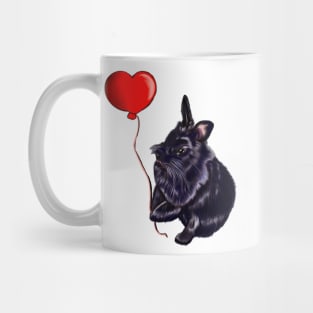 Bunny Rabbits newest Valentine Cute Ebony Lionhead bunny Rabbit love heart balloon. Valentines Day rabbit Mug